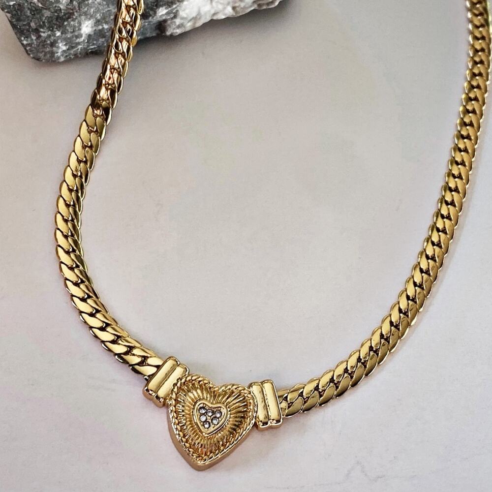NEW Rhinestone Heart On Snake Chain - Picture 8 of 15